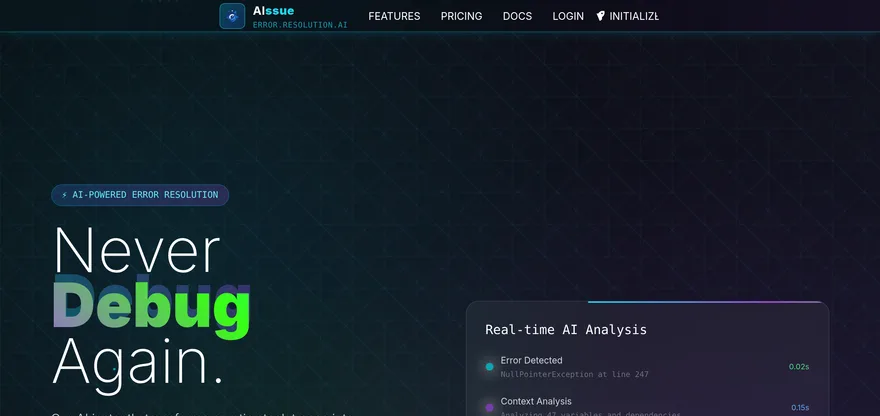 Screenshot of the AIssue landing page